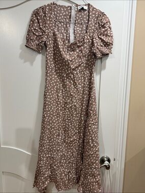 Petal & Pup Mauve Midi Dress with White Spot Print